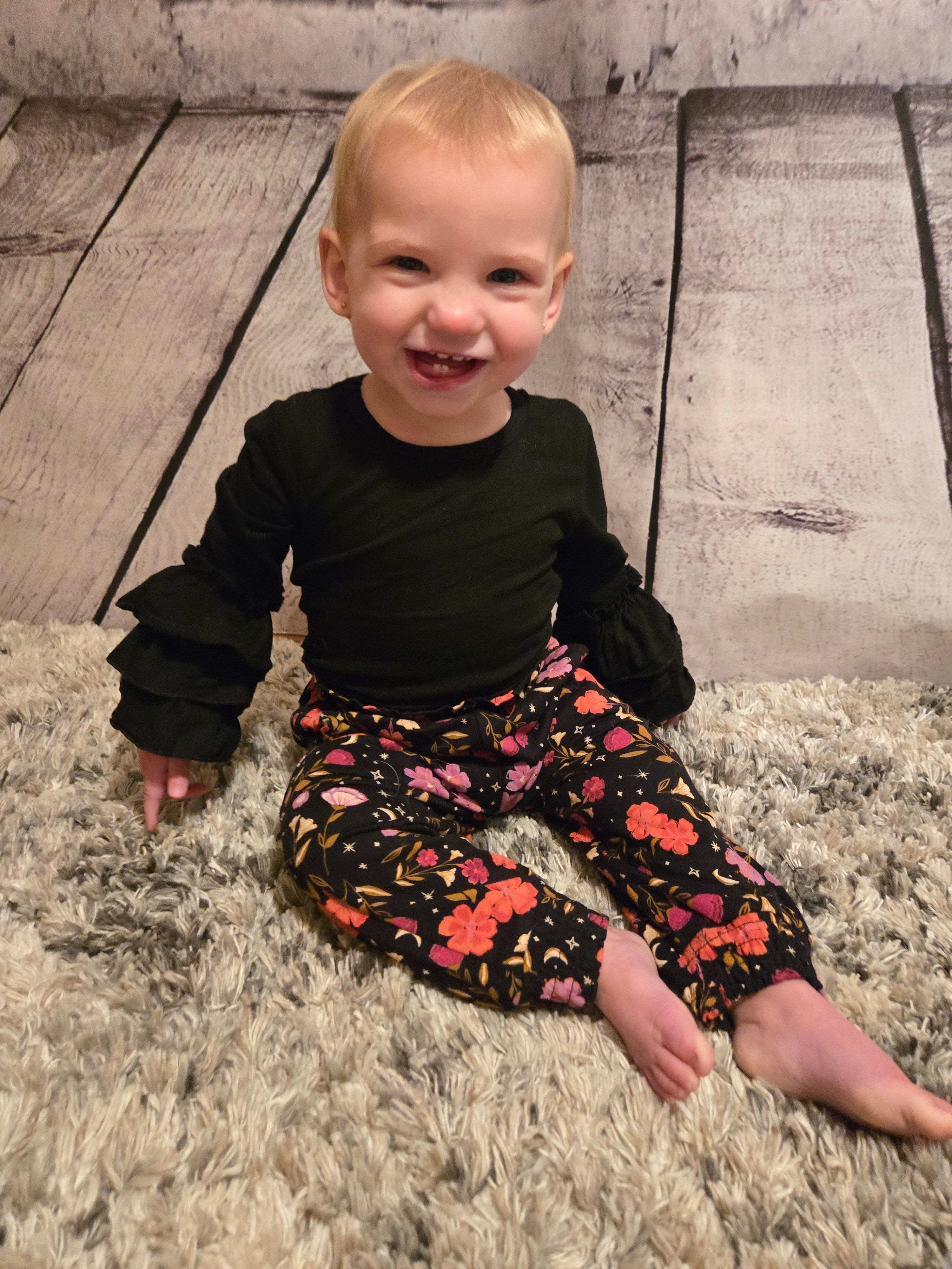 Black Floral Infant Pants