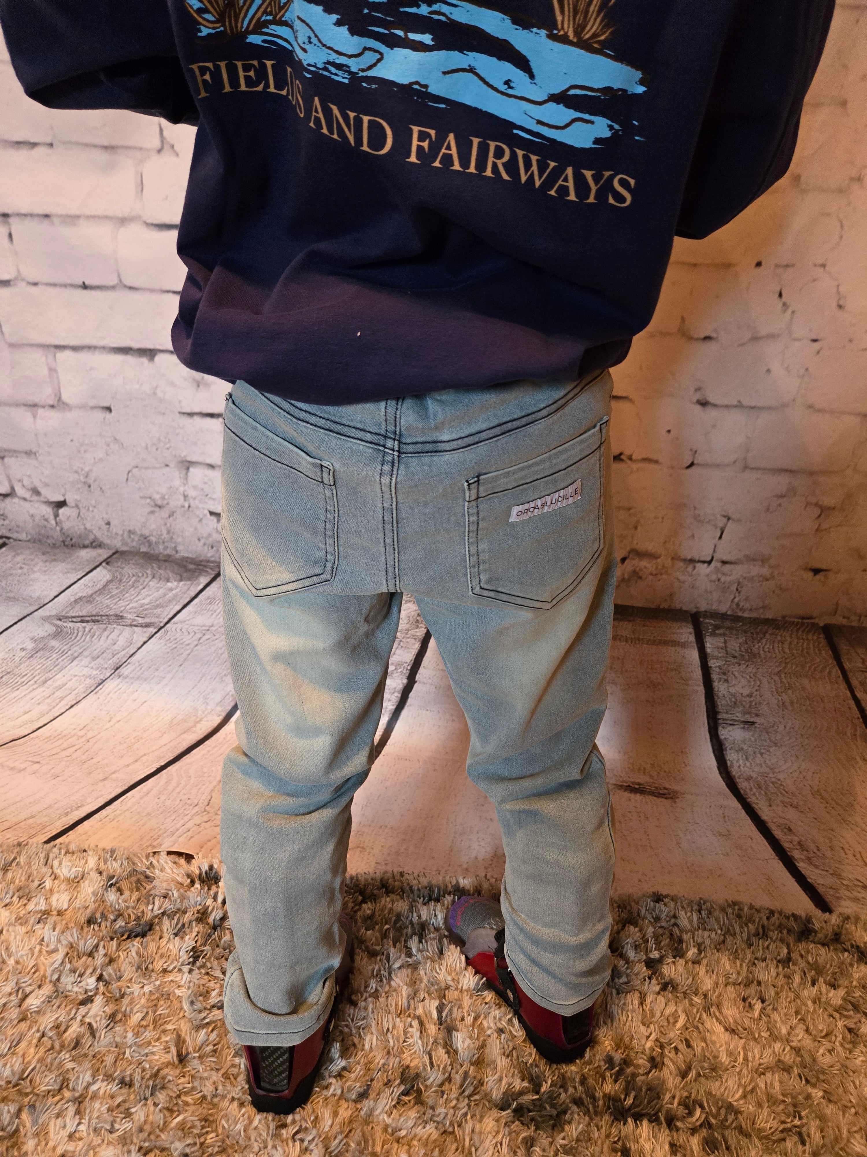 Boys Stretch Denim Jeans - back view Kayden