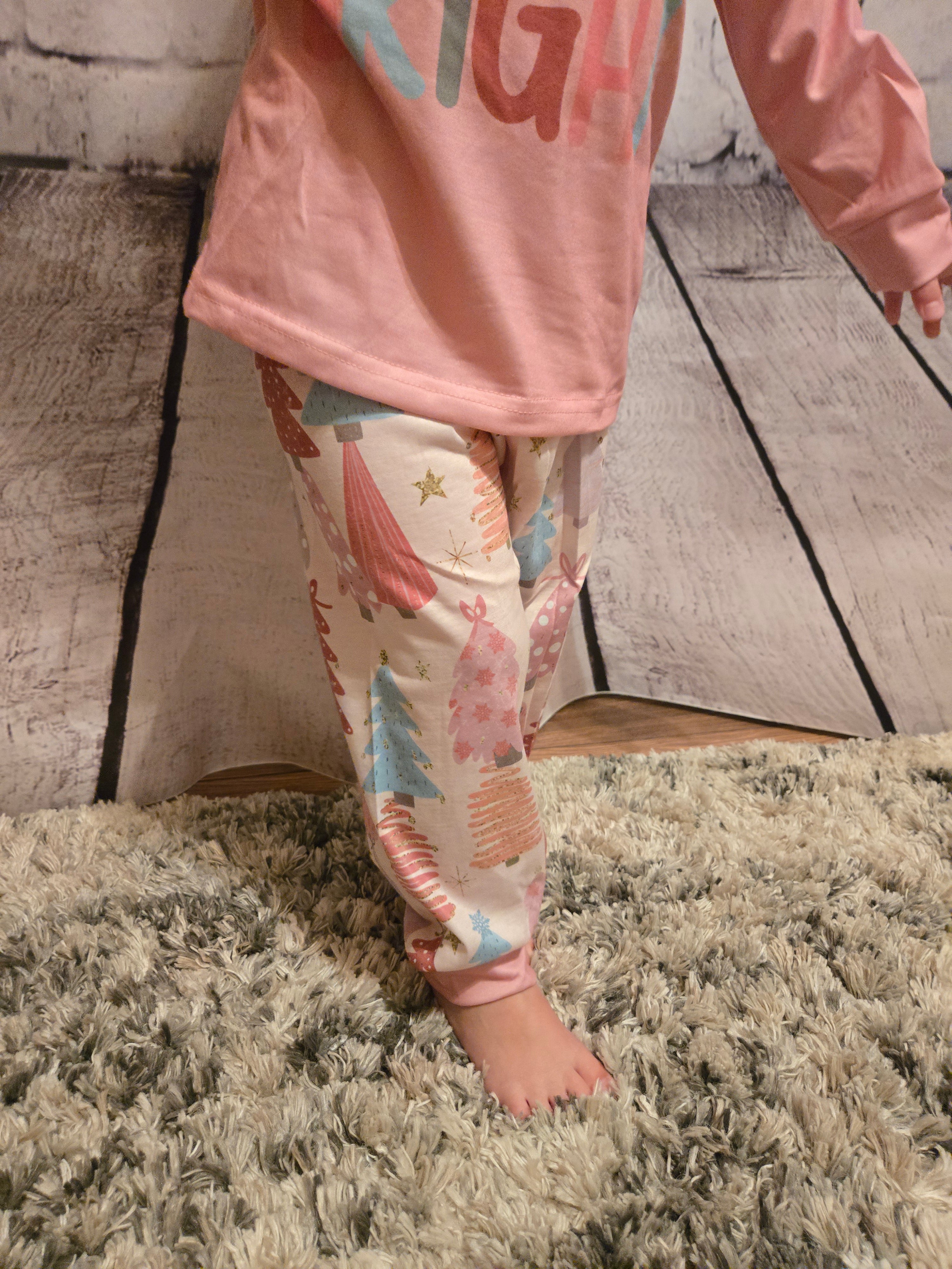 Girls Christmas Letter Print Pajamas Set