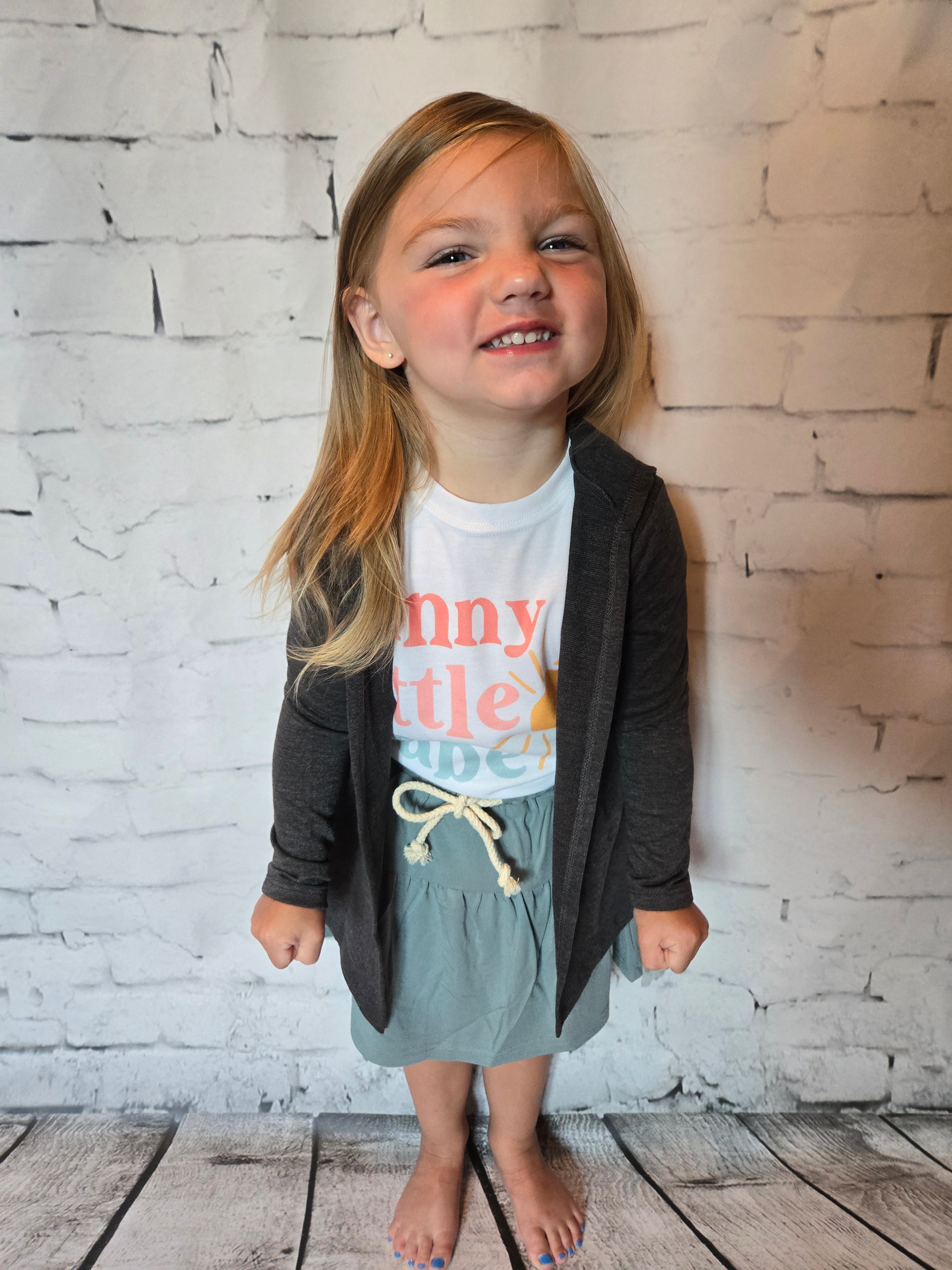 Girls Long Sleeve Open Front French Terry Hoodie 