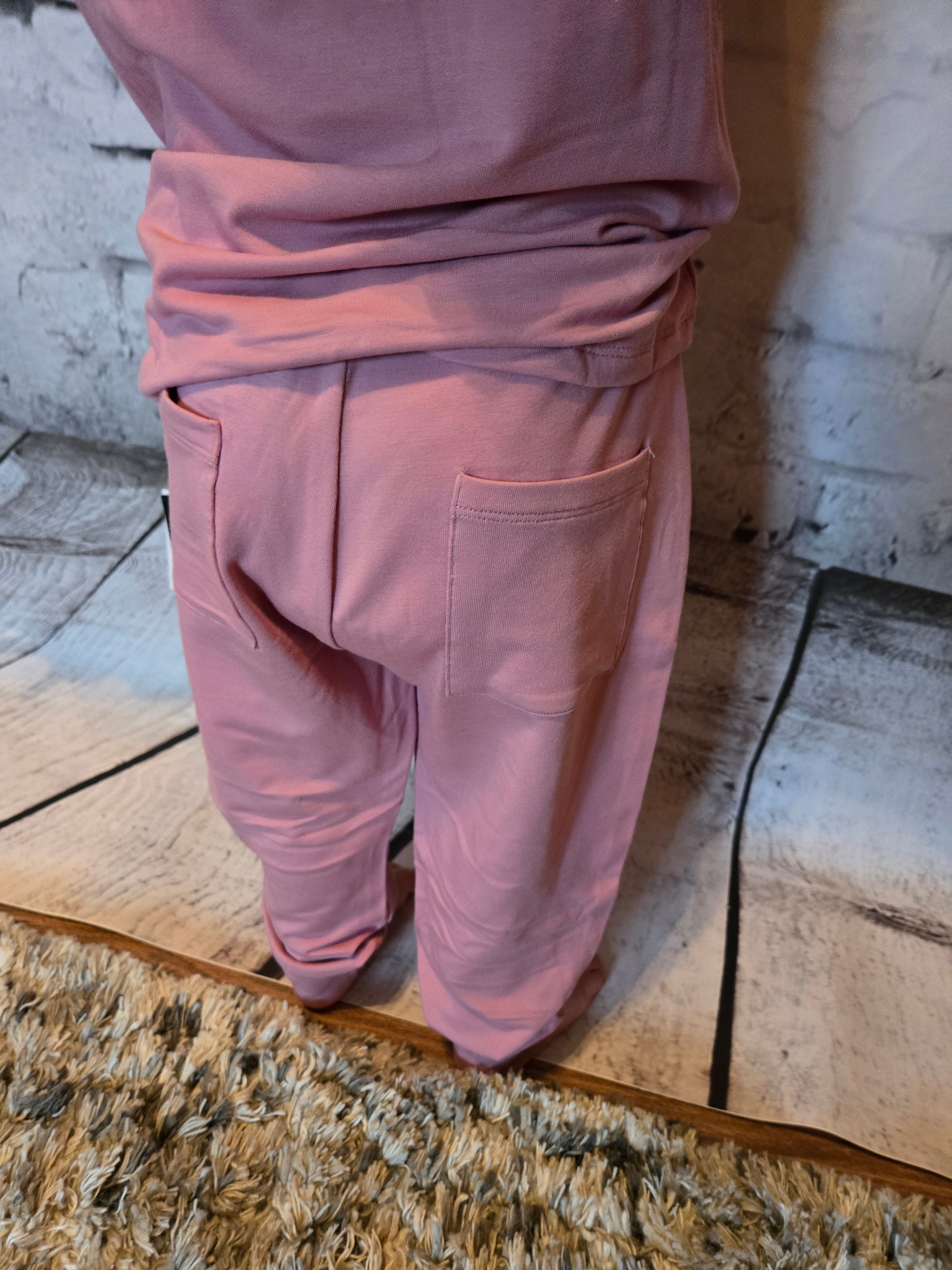 Hooded Bamboo Jogger Set - Lotus Pink back view