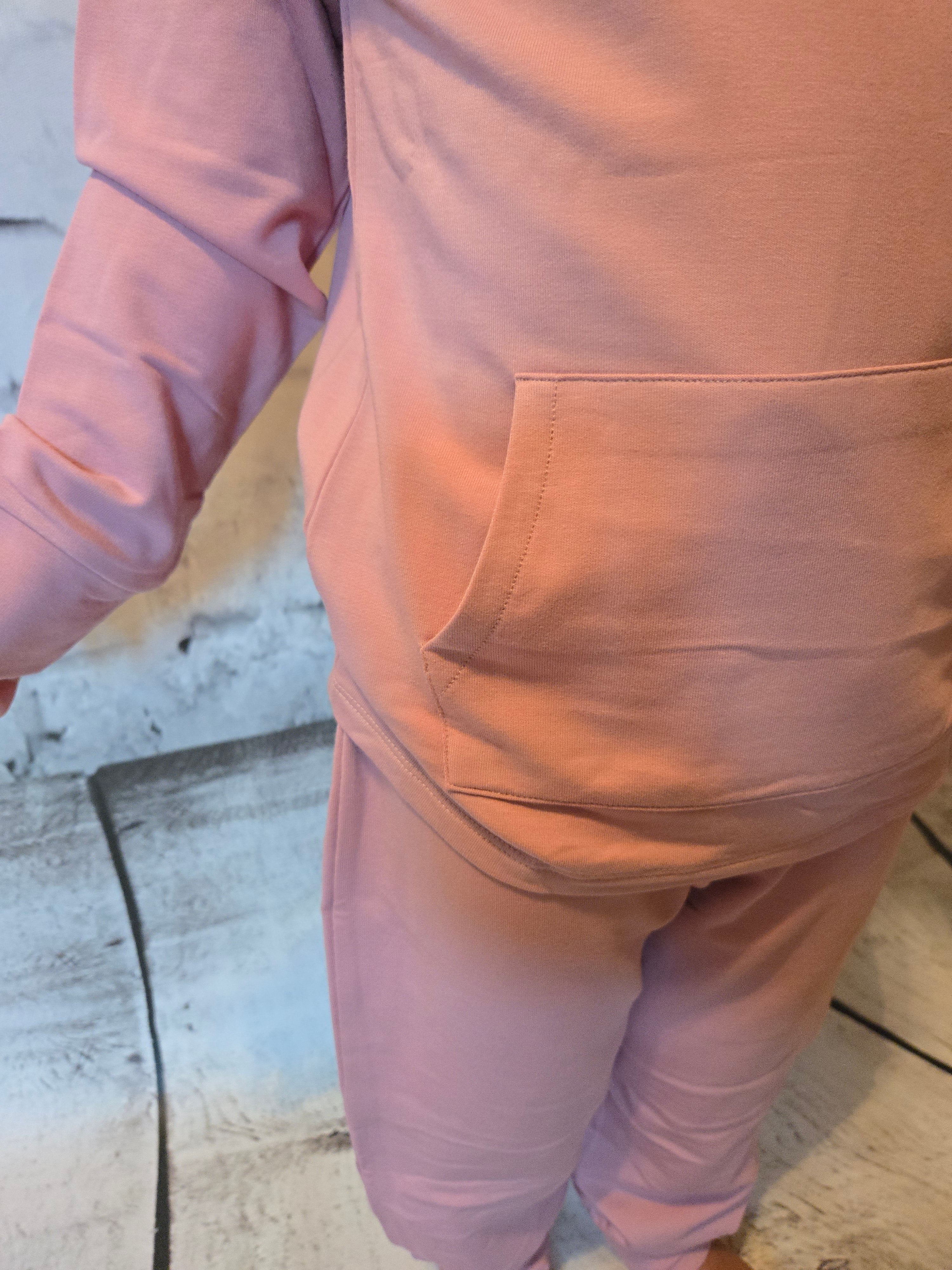 Hooded Bamboo Jogger Set - Lotus Pink front pocket