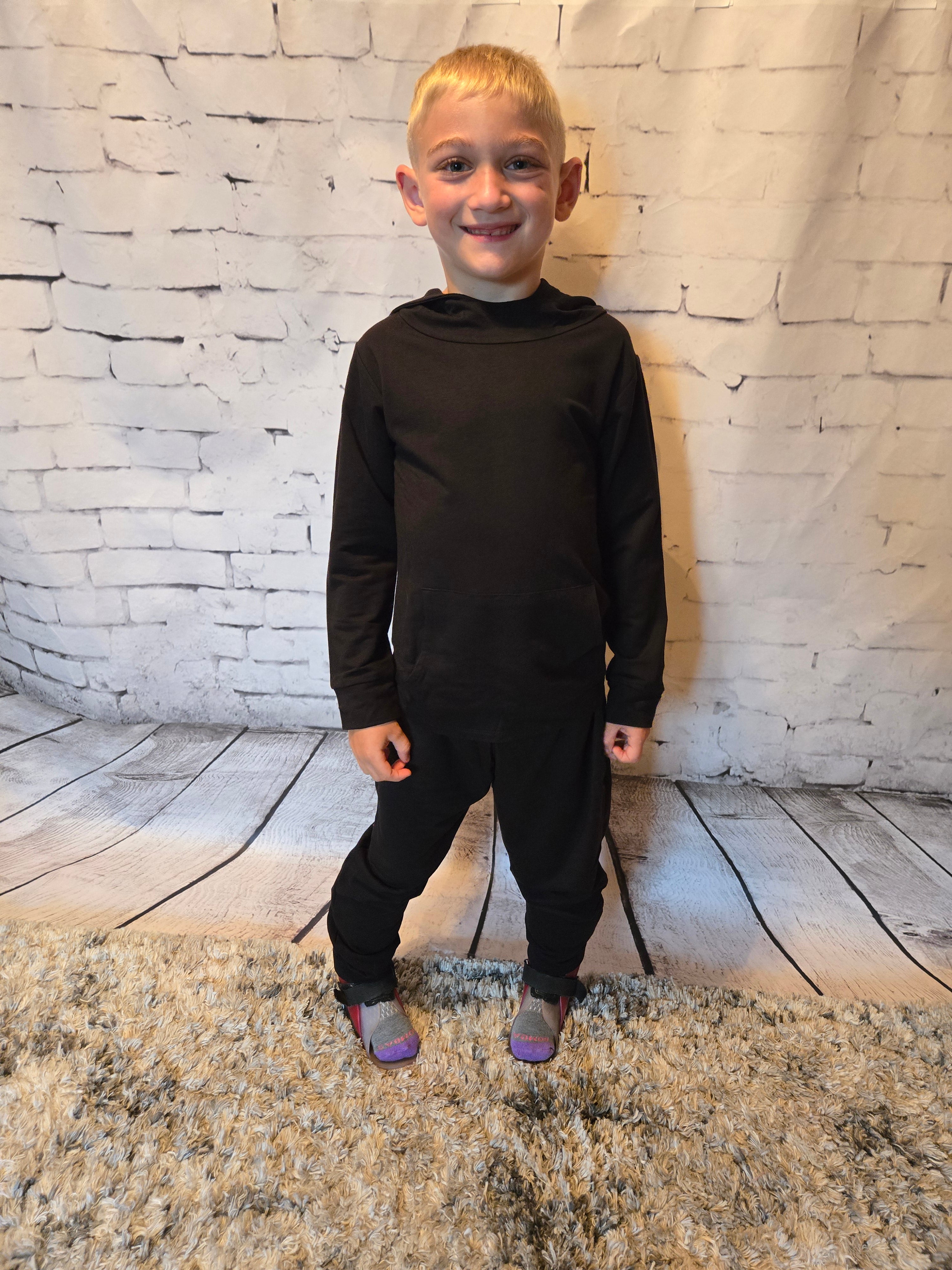 Black Hooded Bamboo Jogger Set - Kayden